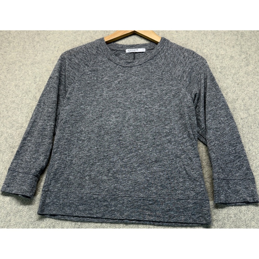 Stateside Womens Pullover Sweatshirt Heather Gray Comfortable Raglan Sleeve S